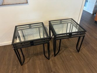 Two (2) Metal and Glass Side Tables