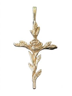Cross Rose Flower Sterling Silver