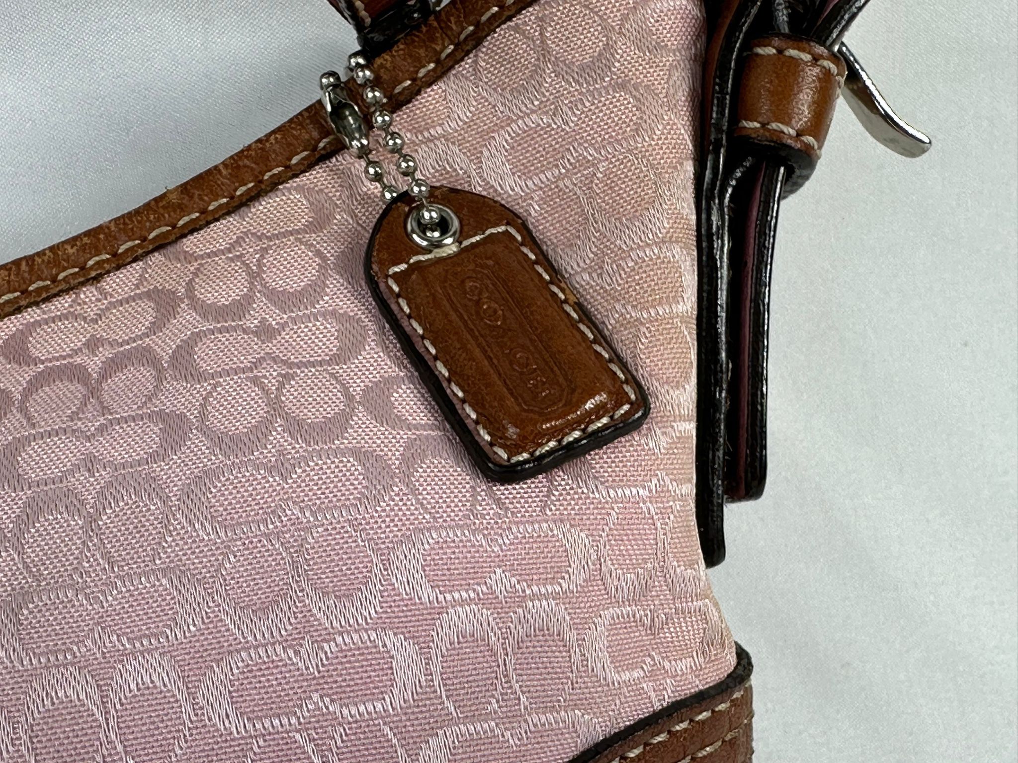 #434 Genuine Vintage Coach Purse/ Bag PINK w/ Brown Leather
