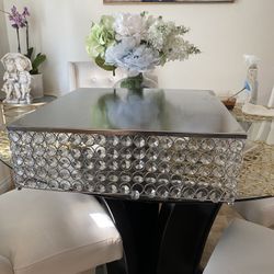 Square Crystal Cake Stand Silver Color