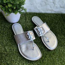Tory Burch Metallic Silver Sandals Size 9