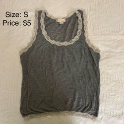 Victoria's Secret Gray Lace Trim Tank Top Size S