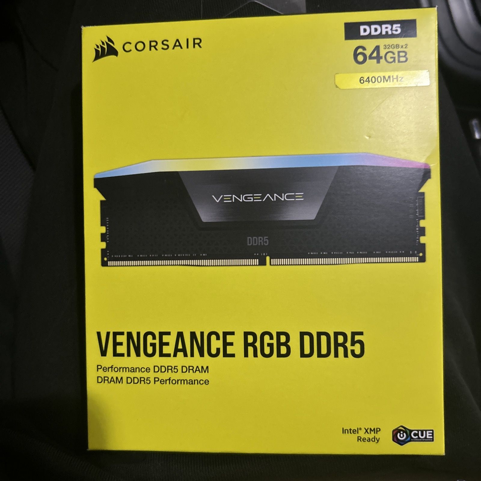 BRAND NEW CORSAIR VENGEANCE RGB 64GB (2x32GB) DDR5 6400MHz C32 UDIMM BLACK