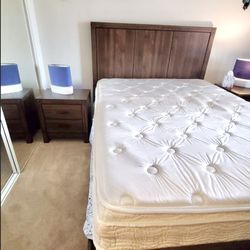 Queen Size Bed With Mattress And Night Stand
