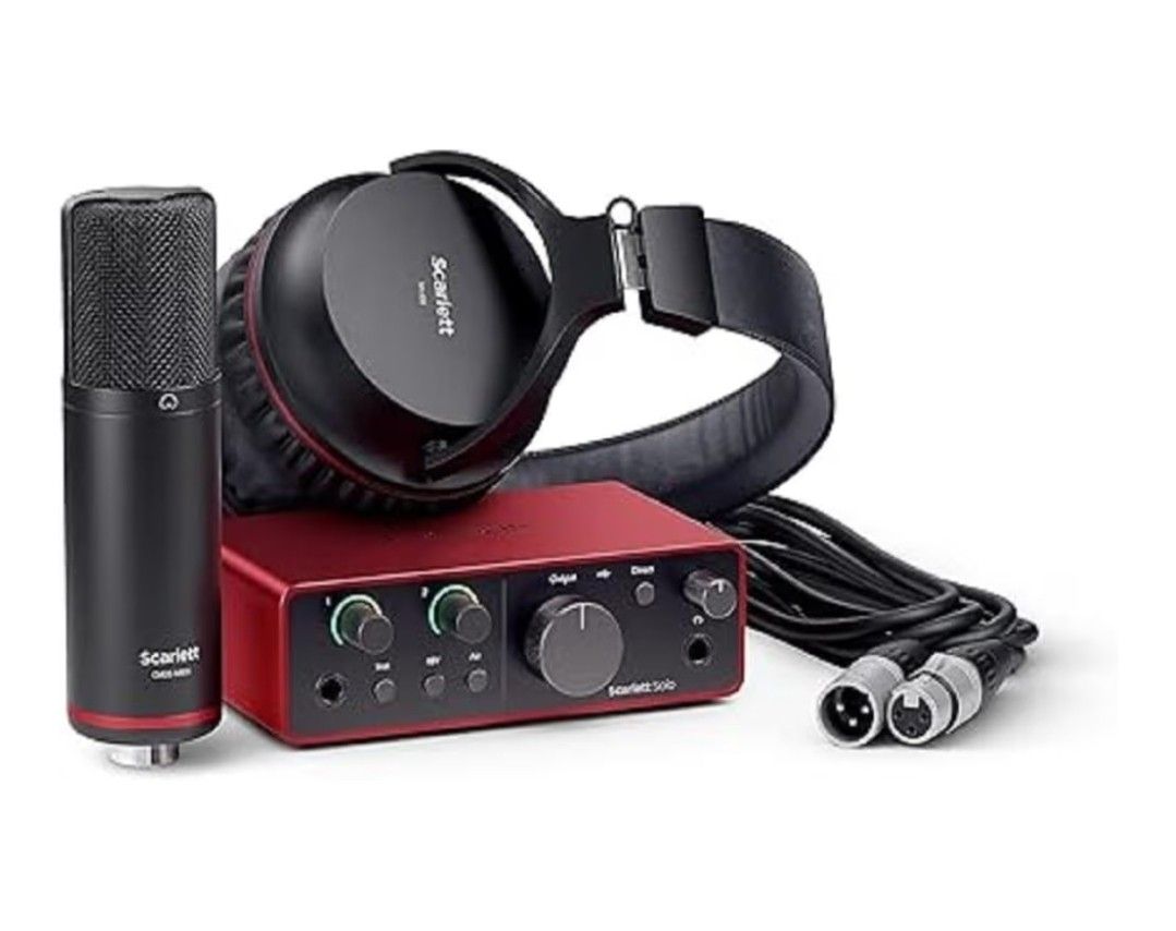 Focusrite Scarlett Solo Studio 4th Gen USB Audio Interface Bundle for the Songwriter, Guitarist or Vocalist with Condenser Microphone and Headphones f