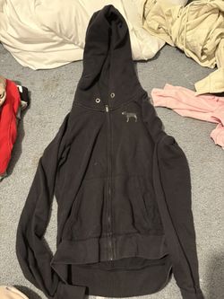 Discounted Victoria’s Secret PINK black sequin zebra zip up hoodie