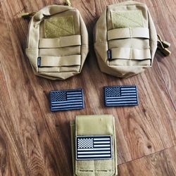 Tactical Waist Belt Bag Camping Military Small Pouches with USA Flag patches