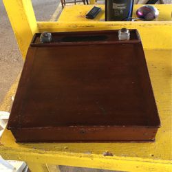 Antique Writing Desk With Inkwells 