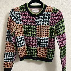 Teddy Fresh Women’s Houndstooth Print Cardigan Size XS