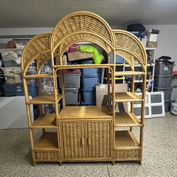 Pagoda Style Rattan Entertainment Center 