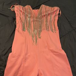 Strapless Hanging Diamond Pink Bodysuit 