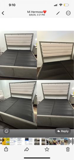 Queen Bed Frame with Upholstered Headboard