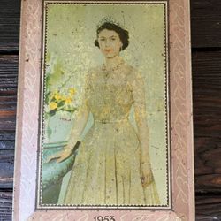 Antique Vintage Queen Elizabeth 11 Coronation Tin 