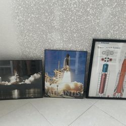 3 Framed Rocket Launch Space Posters