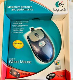 Vintage Logitech Wheel Mouse Optical M-BJ58 – NEW IN BOX!