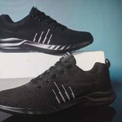 Men's Lace Up Knit Breathable Sneakers, Comfy Non-Slip Soft Sole Shoes- Size 10