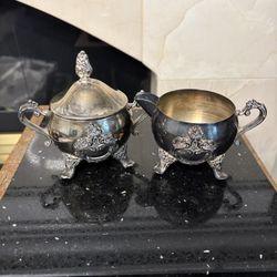 MCM Silver Plated Sugar and Creamer Vintage Set