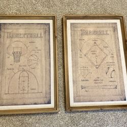 Baseball and basketball wall Art