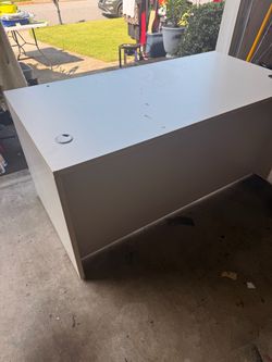 White Office Desk with Cable Grommet