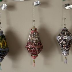 Set Of 3 Bradford Exchange Louis Tiffany Heirloom Porcelain Ornaments  Iris, Dragonfly & Magnolia