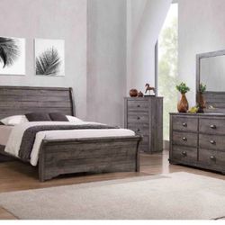 4- Pc Bedroom set Dresser,Mirror Nightstand (1) Queen size bed frame Not including Mattress and Box Sp