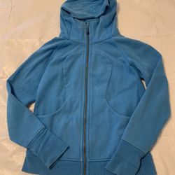 Lulu Lemon Fullzip Teal Scuba Hoodie Size 8 Used