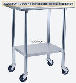 New in Box ROCKPOINT Stainless Steel Table for Prep & Work with Caster Wheels 24x30 Inches