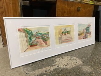 Scenic Framed Original Watercolor Paintings by Monica Bonechi