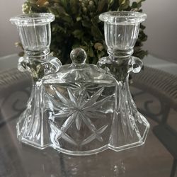Anchor Hocking EAPC Star of David Double Tappered Candle Holder 1960s
