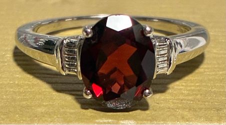 Garnet Sterling Silver Ring