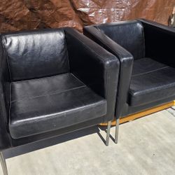 IKEA Ekero sleep, modern leather armchair with chrome metal legs