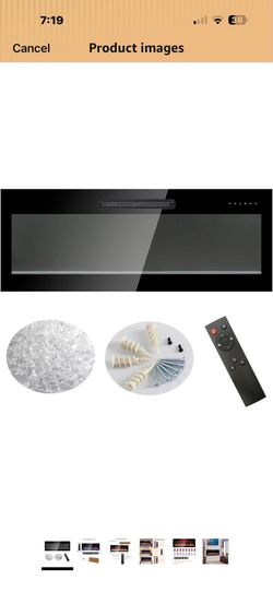 36-Inch Recessed Ultra Thin Electric Fireplace with Remote - Multi-Color Flame & Ember Bed LED Heater for Wall-Mounted or Built-in Installation 68 200