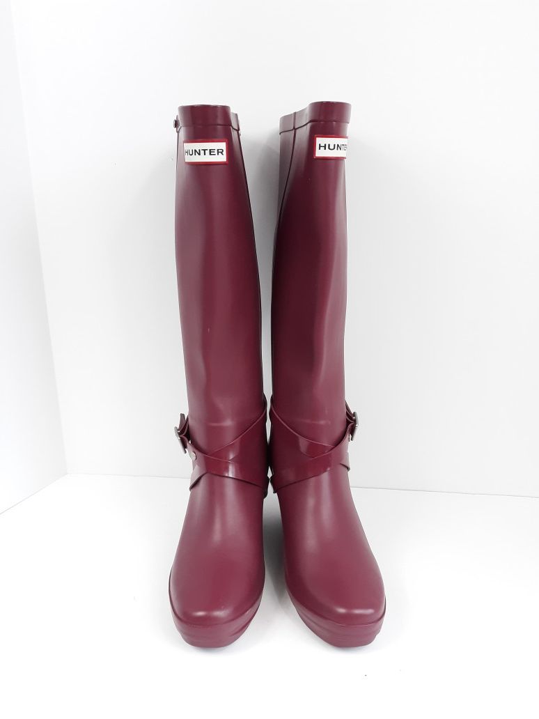 Hunter Wedge Burgundy Knee-high Rain Boots