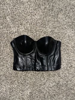 Black faux leather corset top small 