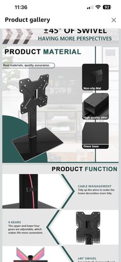 Universal Black Glass TV Stand (Like New!)