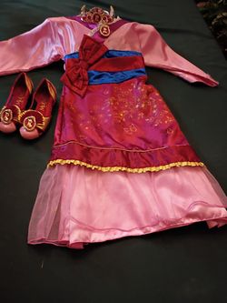 Disney Store Mulan Gown, crown and shoes