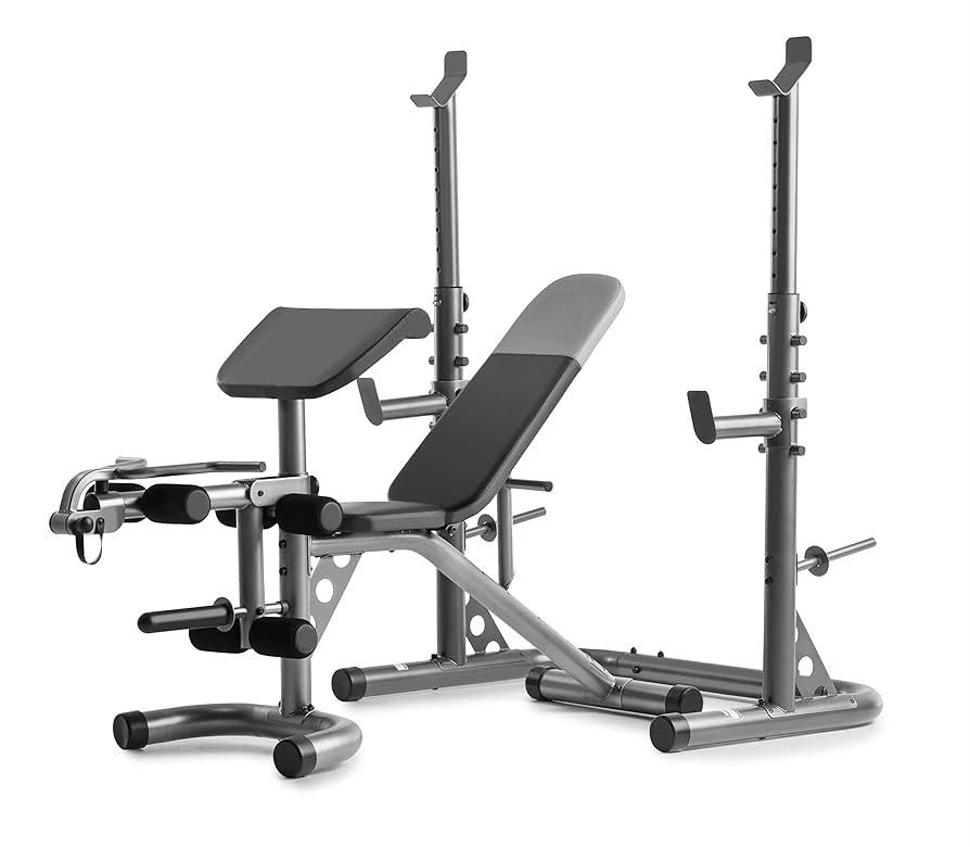 Gym Weight Bench + Rack + Iron Plates + Elliptical Machine