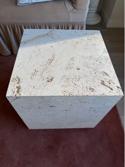 Travertine side table