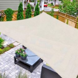 Sun Shade Sail Rectangle 6’x10’ UV Block Canopy For Patio, Backyard, Outdoor Activities In Cream