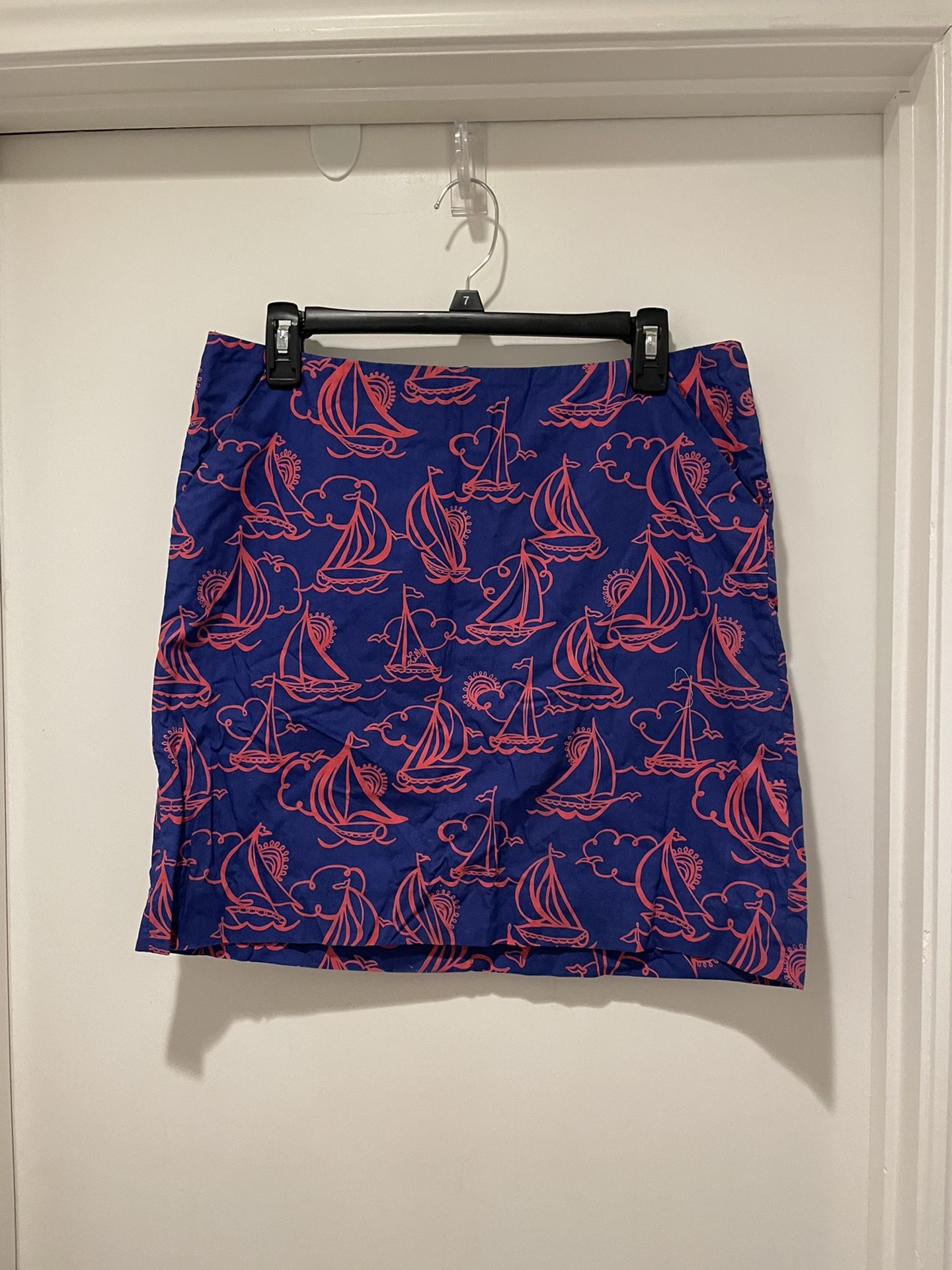 Lilly Pulitzer Red & Navy Sailboat Mini Skirt Size 6