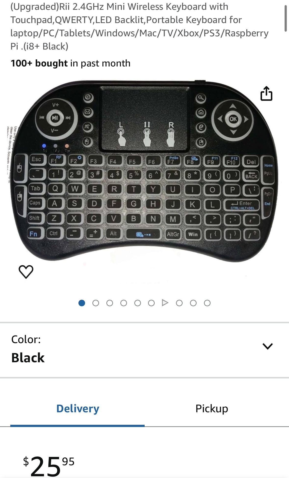 Upgraded)Rii 2.4GHz Mini Wireless Keyboard with Touchpad,QWERTY,LED Backlit,Portable Keyboard for laptop/PC/Tablets/Windows/Mac/TV/Xbox/PS3/Raspberry 