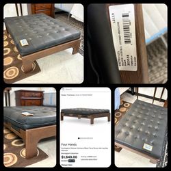 Black Leather Ottoman