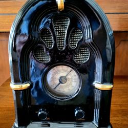 Paul Sebastian 1998 Limited Edition Jukebox Radio Black w Gold Trim Retro Ceramic AM/FM - Works