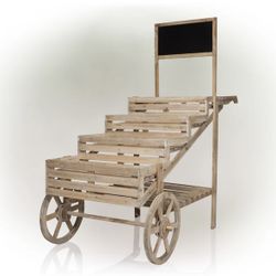 ALPINE CORPORATION 59-in H x 55-in W Off-white Indoor/Outdoor Novelty Wood Plant Stand