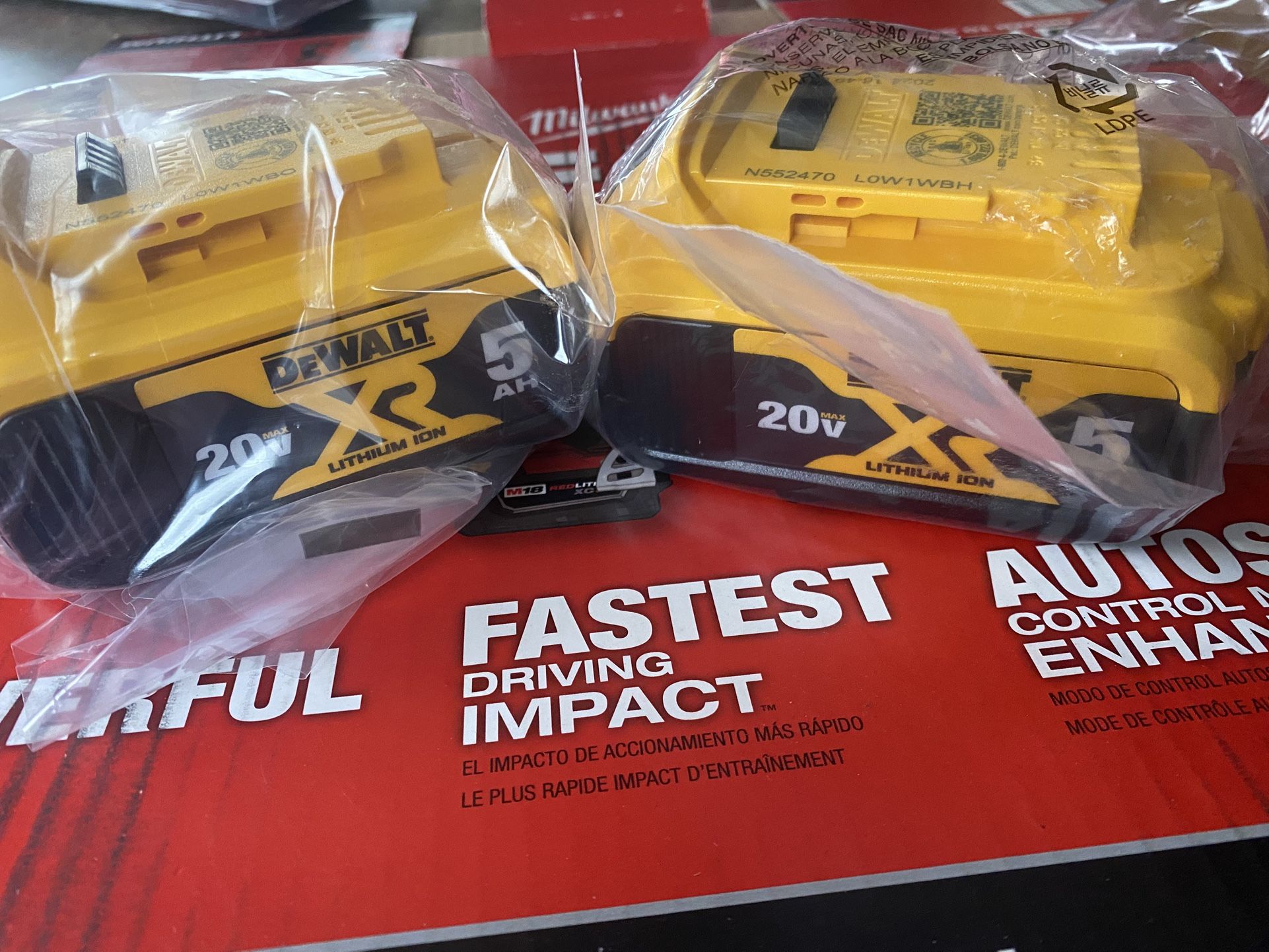 DEWALT XR 20V 2 BATTERIES 5.0 AH. Brand New Out The Box Never Used (( Read Below ))