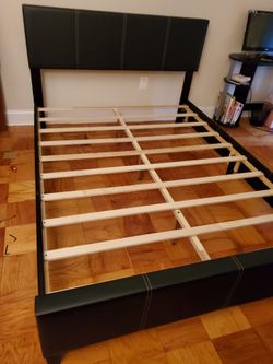 Brand New Queen Size Black Leather Platform Bed Frame (New In Box)