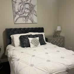 Tucked Sleigh Beds With Nailheads
