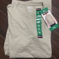 Kirkland Signature Men’s Pima Cotton Slub Tee, Tan, Size XL