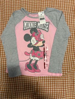 Disney Minnie Mouse Girls Raglan Long Sleeve Shirt