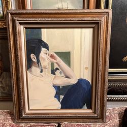 Portrait Painting Of Woman Contemplating  